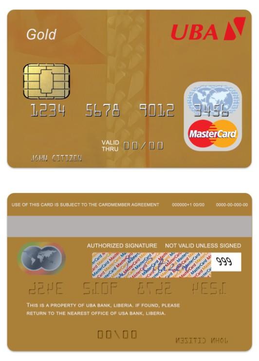 Liberia UBA Bank gold debit mastercard